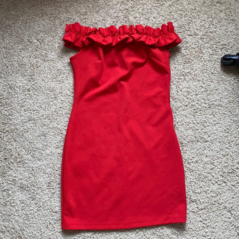 Forever 21 Ruffled Red Strapless Mini Dress